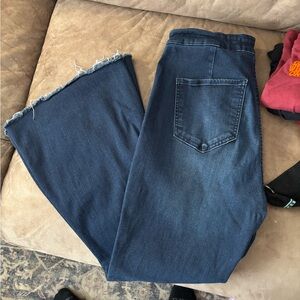 KanCan Indigo Flare Jeans with Raw Hem